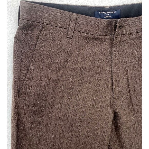 Banana Republic Pants Mens 36x32 Brown Hound's-tooth t Dawson Cotton Stripes - Picture 3 of 12